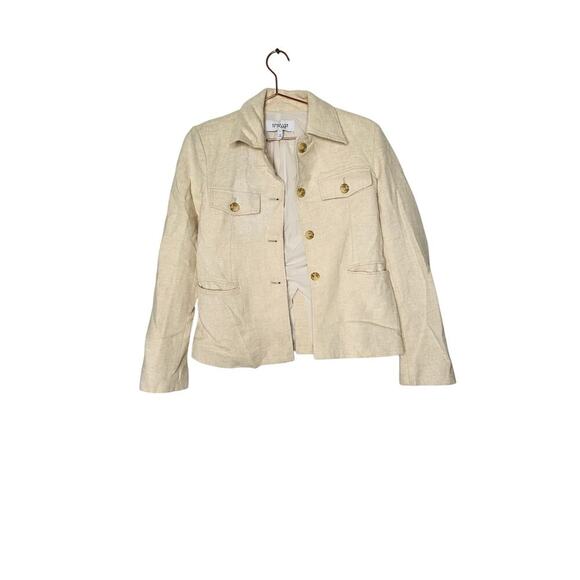 DEREK LAM 10 CROSBY Off-White Twill Wool Blend Jasper Utility Blazer Jacket sz 4 - Picture 4 of 13